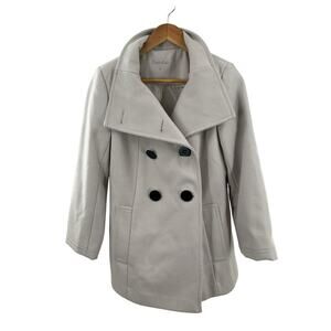 CALVIN KLEIN Beige‎ Wool Blend Pea Coat Jacket Size 4